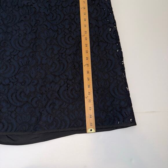 Ann Taylor LOFT Lace Shift Dress Women’s 10 Navy Short Sleeve Lined Cocktail - Picture 15 of 16